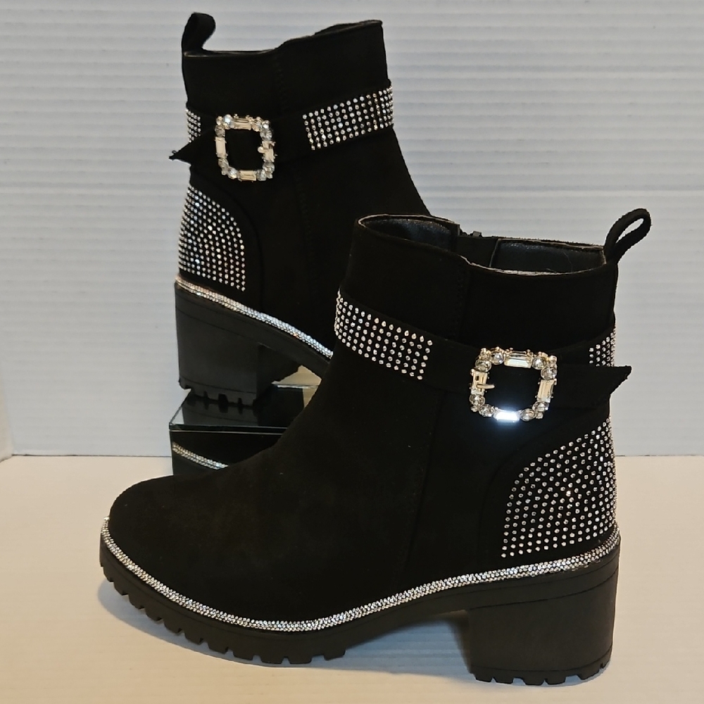 Rouge Black Ankle Boots with Silver Accents